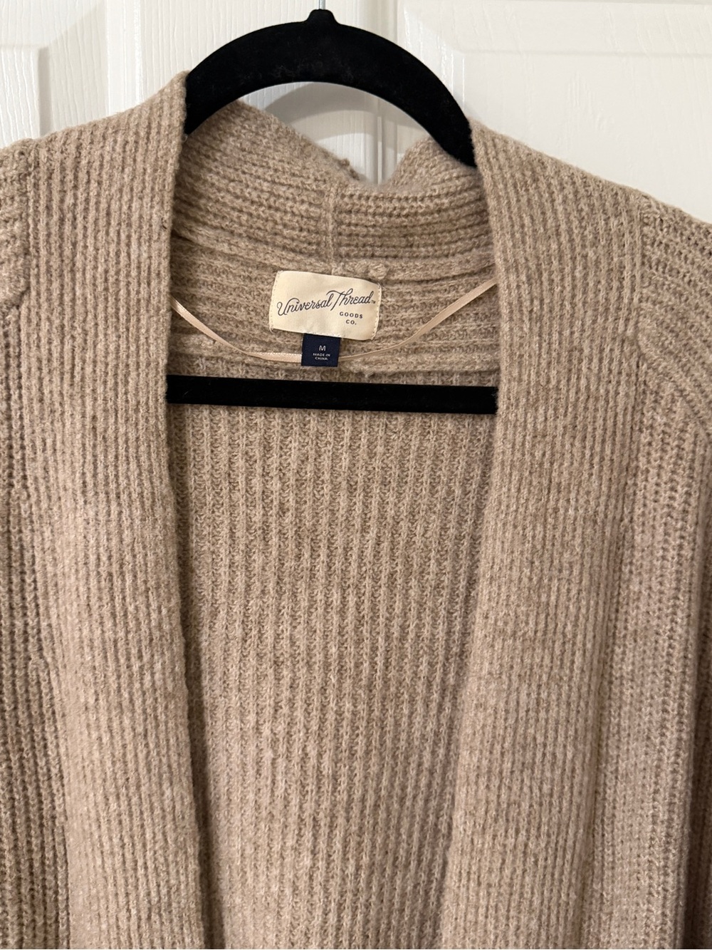 Universal Thread Long Open-Front Ribbed Cardigan - Taupe - Picture 2 of 8